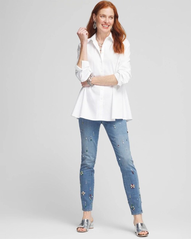 Girlfriend Embellished Ankle Jeans - image 2